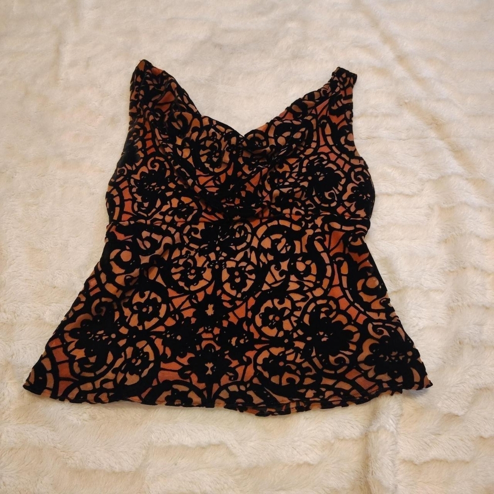 ICE Orange And Black Cowl Neck Top